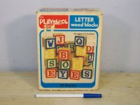 Playskool 1978 - LETTER WOOD BLOCK SET - 30 blocks, complete