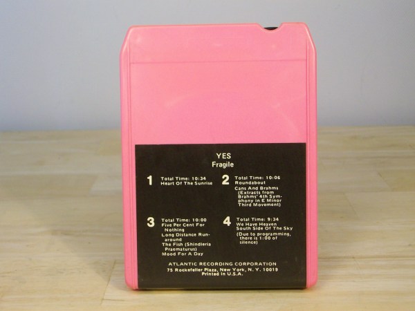 (image for) Eight 8 Track tape - YES : FRAGILE - pink shell, nice label - Click Image to Close